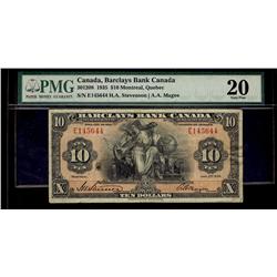 Barclays Bank Canada 1935 $10 #E145644 CH-30-12-08 PMG VF20.