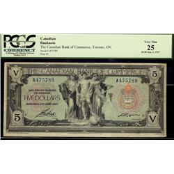 The Canadian Bank of Commerce 1917 $5 #A475789 CH-75-16-04-0