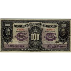 Banque Canadienne Nationale 1925 $100 #039951 CH-85-10-10 PM