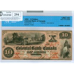The Colonial Bank of Canada 1859 $10 #74 CH-130-10-04-12 CCC
