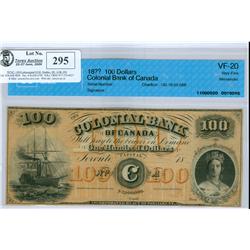 The Colonial Bank of Canada 1859 $100  CH-130-10-02-18r CCCS
