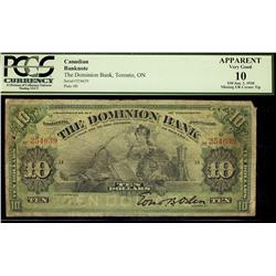 The Dominion Bank, 1910 $10 #254639 CH-220-18-04. PMG Appare
