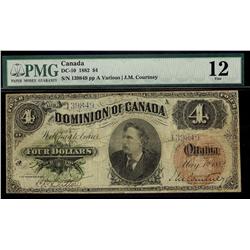 1882 DC-10 $4 139849 PMG F12 Rare note! Minor tear