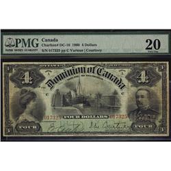 1900 $4 DC-16 #017325 PMG VF20.  A nice and bright example. 