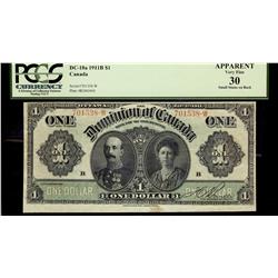 1911 $1 DC-18d-i #701538-W PCGS VF30  Small stains on back