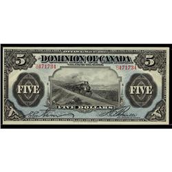 1912 $5 BC-21c #B471734.  Popular train issue.  Nice Origina