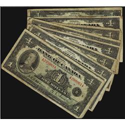 1935 $1 BC-1 Ltr A(5) and Ltr B(4) Lot of 9 notes in total. 