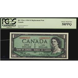 1954  $1 BC-37bA-i  PMG AU58.  Replacement Note No *A/M 0003