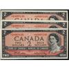 1954 $2 BC-38bA.  Lot of three consecutive UNC notes with li