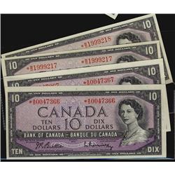 1954 $10 BC-40bA. Lot of four replacement issues. Includes  