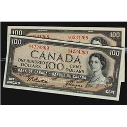 1954 $100 BC-43.  Lot of two notes including BC-43a #AJ42343