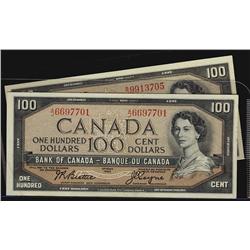 1954 $100 BC-43a & BC-43c. Lot of two notes EF to AU.