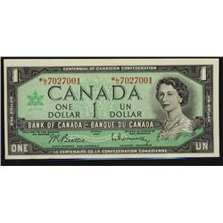 1967 $1 BC-45bA. #*LO7027001, a lovely Choice UNC example.