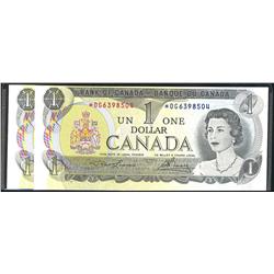 1973 $1 BC-46aA Consecutive pair of  *O/G notes.  Both Choic