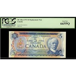 1972 $5 BC-48aA Replacement Note No *CD 3085972.  CH UNC