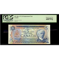 1972 $5 BC-48aA Replacement Note No *CA 3197525.  CH UNC