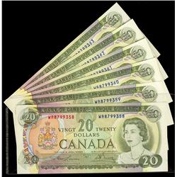 1969 $20 BC-50b. Lot of six consecutive notes. AU-UNC.