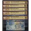 Image 1 : 2005 $10 BC-68aA(2) and 2006 $5 BC-67aA(3).  Lot of five not