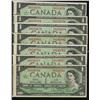 Image 1 : 1967 $1 BC-45a, ERROR notes.  Lot of 7 offset/miscut notes. 