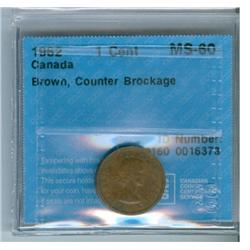 1962 1¢ ERROR CCCS MS60BN.  Counter brockerage.