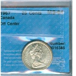 1967 25¢ ERROR CCCS MS64.  Off center.