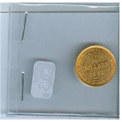 1881 Nfld $2 Gold. Lustrous AU example.
