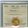 Image 1 : 1888 Nfld $2 Gold Obv 3 ICCS AU55,