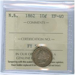1862 N.B. 10¢ N.B. ICCS EF40. Lightly toned.