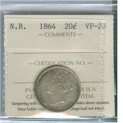 1864 N.B. 20¢ ICCS VF20