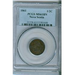1861 N.S. 1/2¢  PCGS MS61BN.