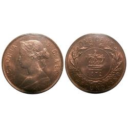 1872 Nfld 1¢ ICCS MS66RD.  Gem full red issue. Tied TOP grad