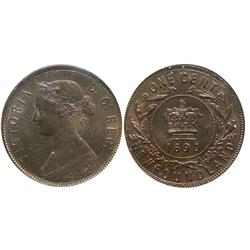 1890 Nfld 1¢ ICCS MS64 Red, superb fields with nice eye appe