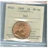 Image 1 : 1909 Nfld 1¢ ICCS MS66RD.  Specatcular full red example. 