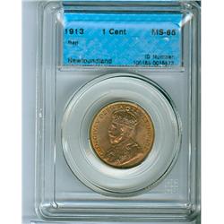 1913 Nfld 1¢ CCCS MS65 Red, a superb looking coin with full 