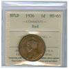 Image 1 : 1936 Nfld  1¢ ICCS MS65 Red. 80% red luster. Superb fields w