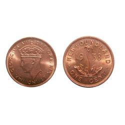 1938 Nfld 1¢ ICCS MS66RD. Specatcular full red example.  Sol