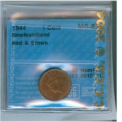 1944c Nfld 1¢  CCCS graded MS-63 RB, scarce date