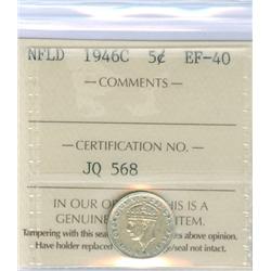 1946c Nfld 5¢ ICCS EF40. Extremely popular and sought after 