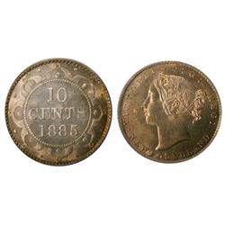 1885 Nfld 10¢ PCGS MS65.  Beautifully struck example with pr