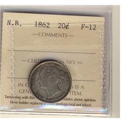 1873 Nfld 20¢ and N.B. 1862 & 1864 20¢.  Lot of three coins 