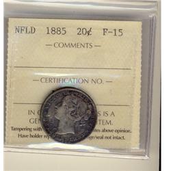 1885 Nfld 20¢ ICCS F15.  Better date 20¢ piece.
