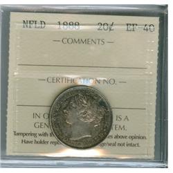 1888 Nfld 20¢ ICCS EF40, lightly toned. A scarce date.