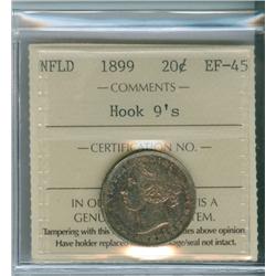1899 Nfld Hook 9 20¢ ICCS EF45, lightly toned. A scarce vari