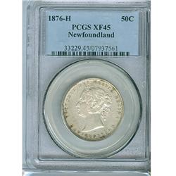 1876H Nfld 50¢  PCGS EF45. Brilliant with some underlying lu