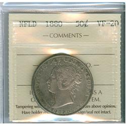 1880 Nfld 50¢ ICCS VF20.Lightly toned.