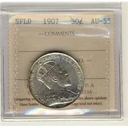1907 Nfld 50¢ ICCS AU55.  Attractive with mint like lustre.