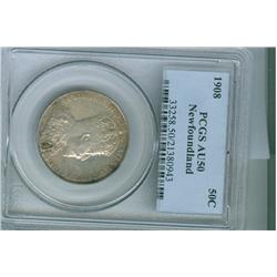 1908 Nfld 50¢ PCGS AU50.  Nice eye appeal.