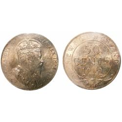 1909 Nfld 50¢ ICCS MS64.  Attractive golden tone with lots o