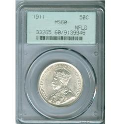 1911 Nfld 50¢ PCGS MS60.  White and lustrous.