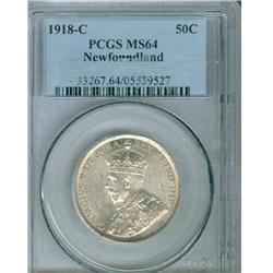 1918c Nfld 50¢ PCGS MS-64, Touch of gold otherwise brilliant